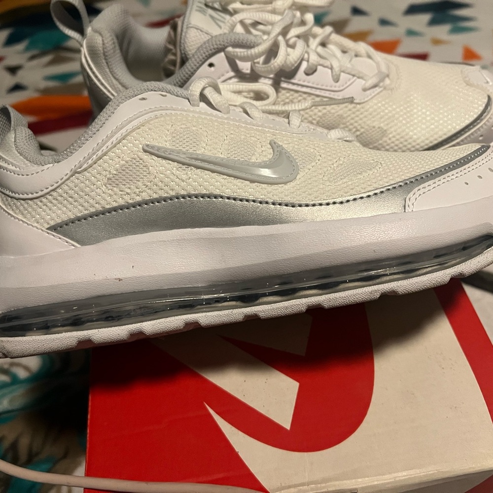 Nike Air Max White and Silver Shoes